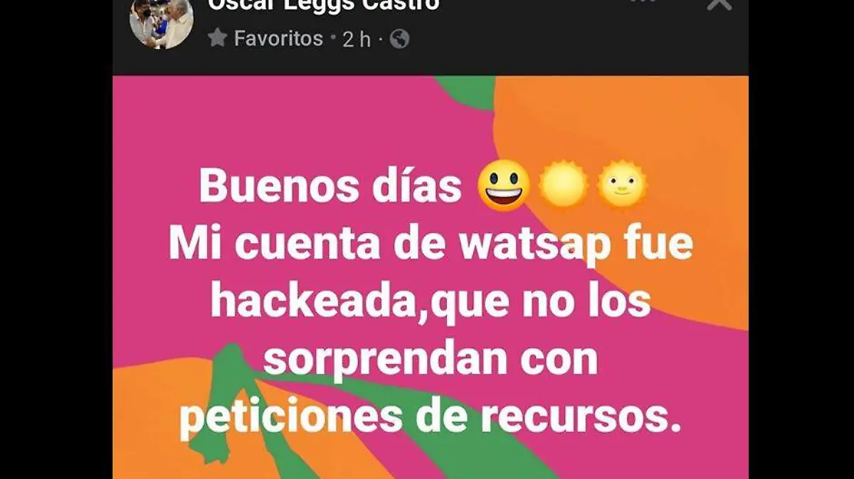 Hackean WhatsApp al alcalde Oscar Leggs
