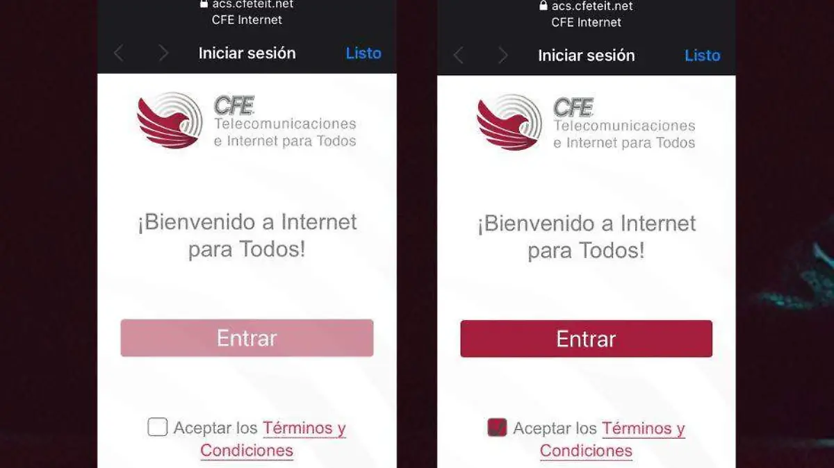 Acceso Internet gratis CFE paso 2