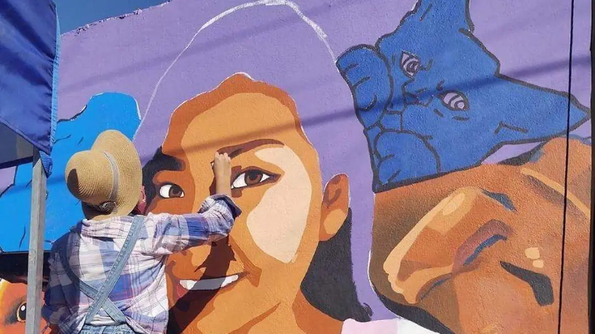 Mural feminicidio proceso creativo