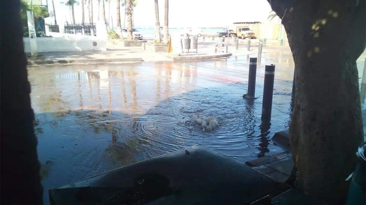 Derrame aguas negras malecón 1