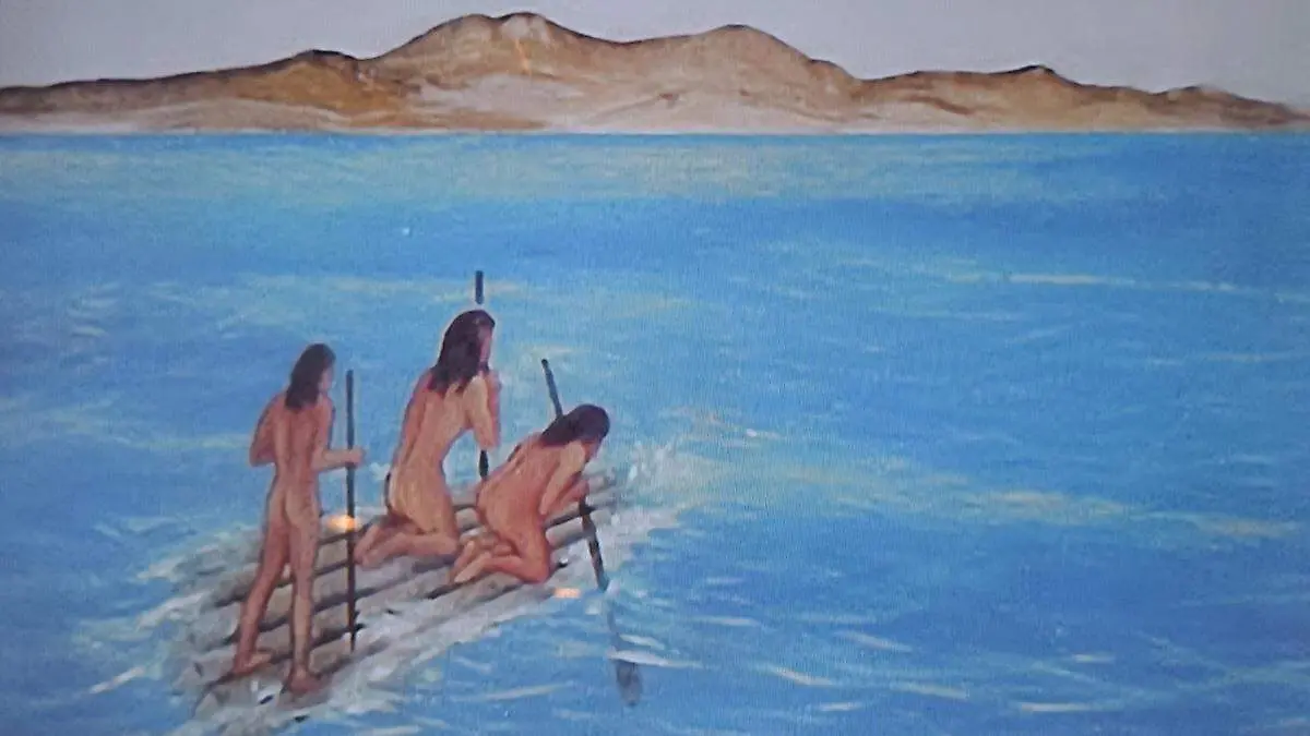 indigena pericu en su embarcacion