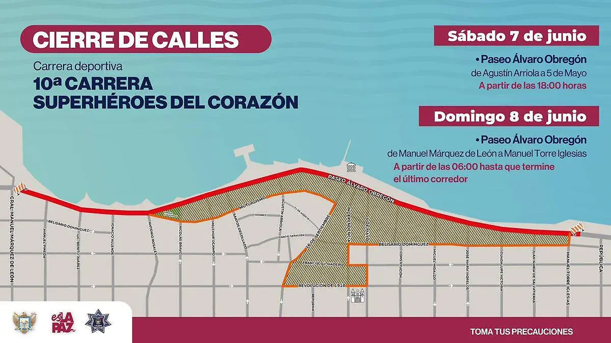 cierre vial malecon de la paz por carrera