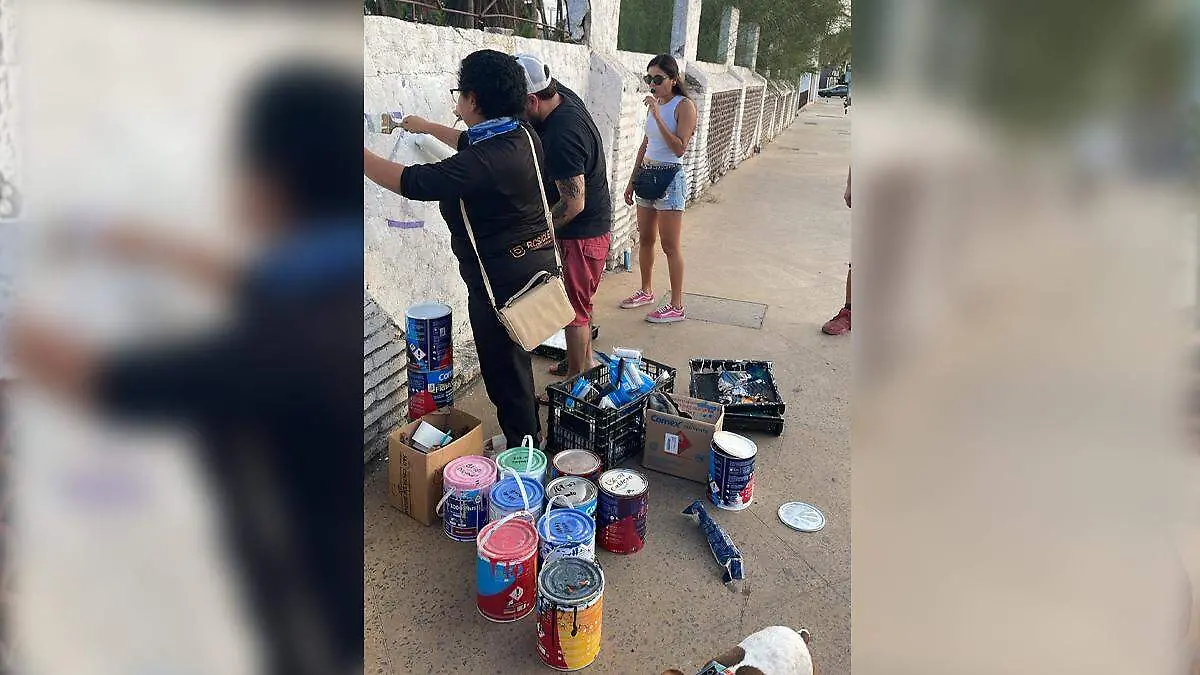 pintando la barda del esterito