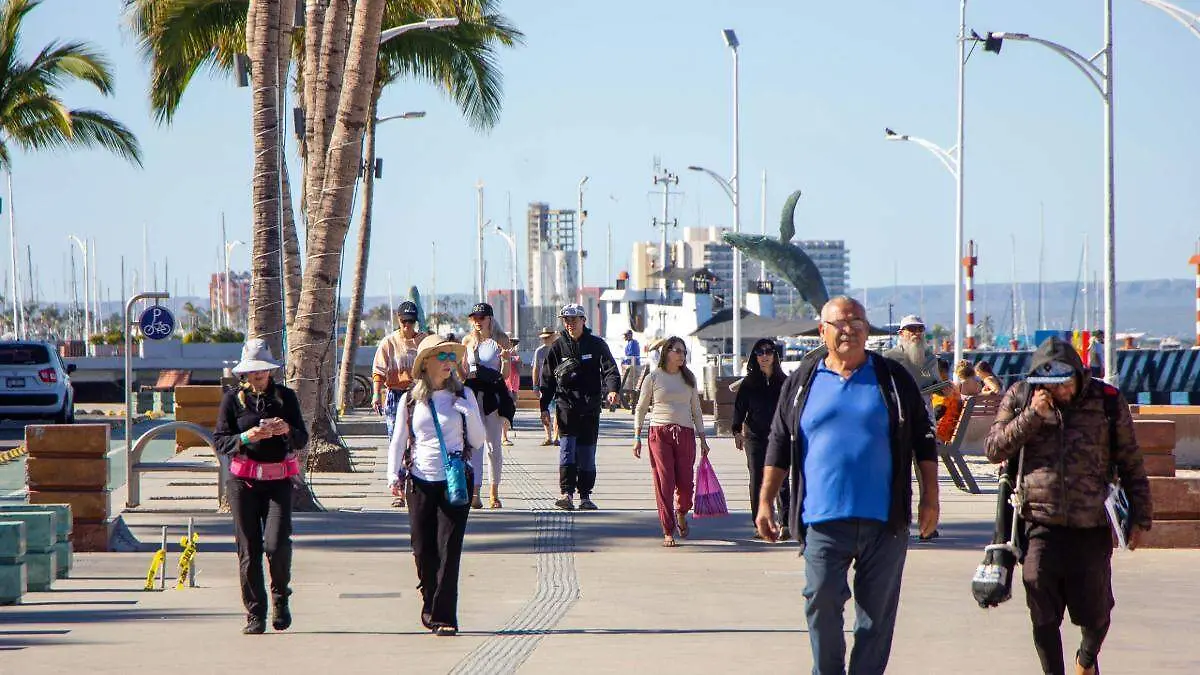 Personas caminando en el malecon