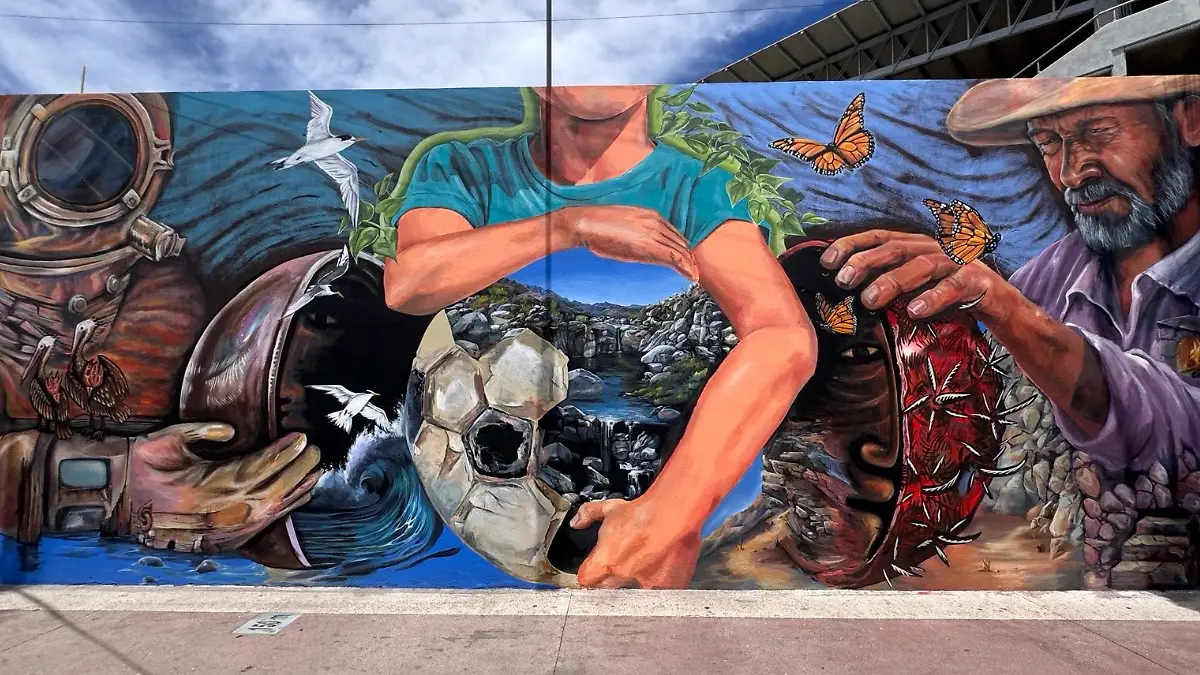 Mural fútbol balón
