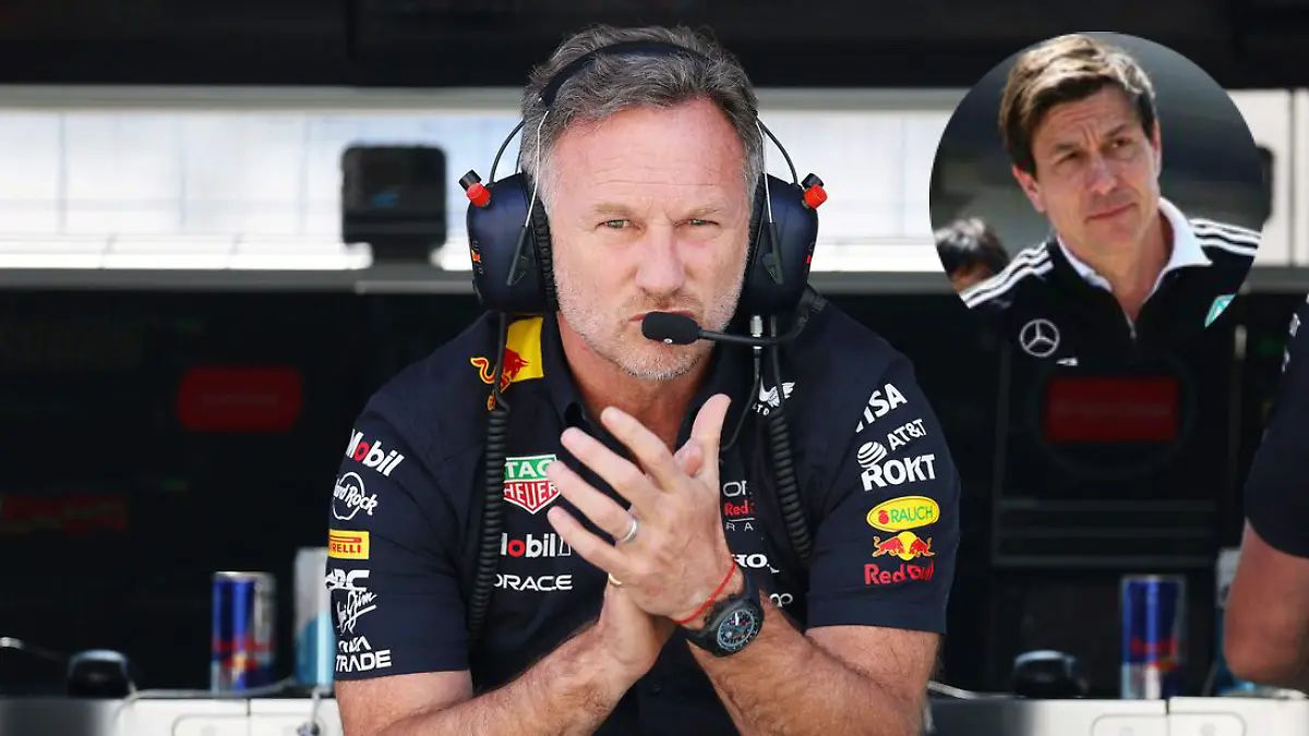 Toto Wolff, jefe de la escudería Mercedes extraña a Christian Horner. Foto: AFP