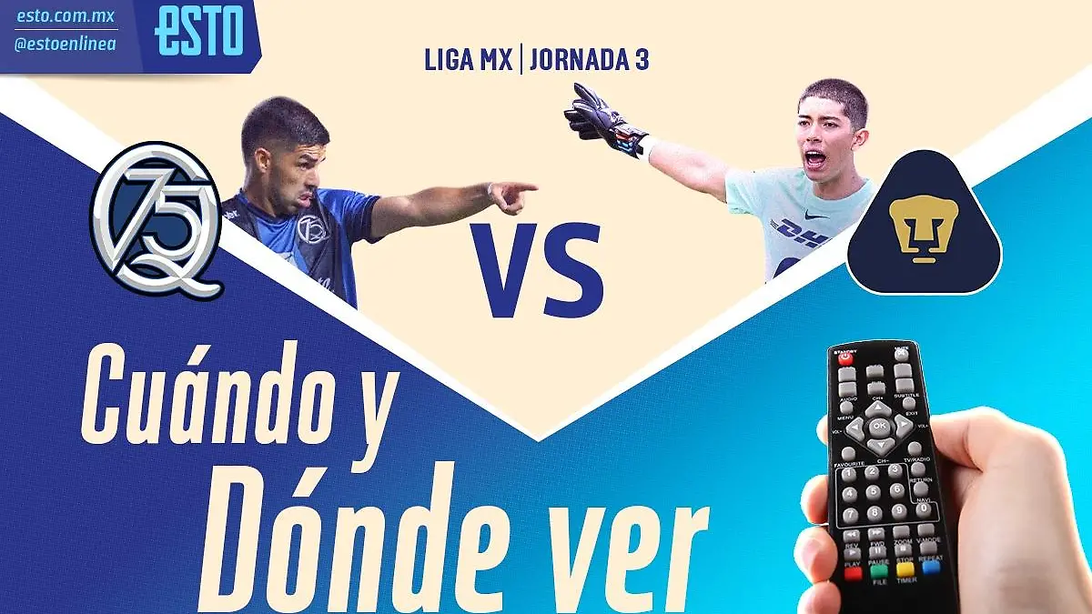Querétaro y Pumas se enfrentan en partido de la jornada tres / Arte: Abril Hernández