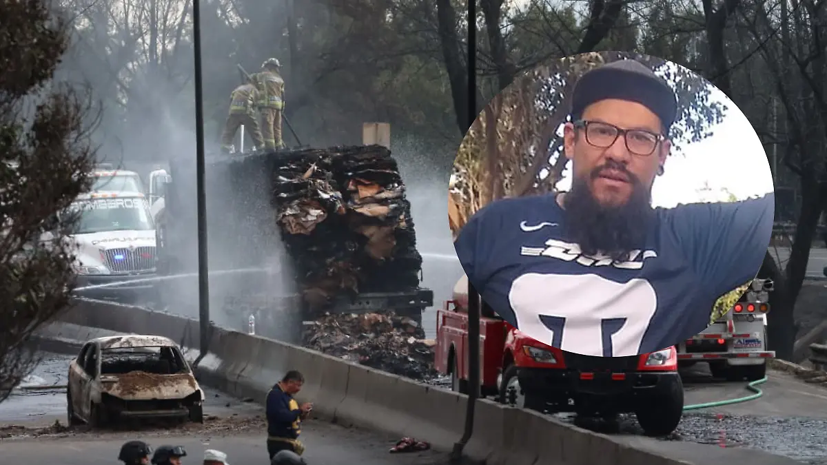 Hugo Vargas es el fan de Pumas que ayuda a los heridos por explosión de pipa en Itztapalapa   FOTO  José Melton // La Prensa