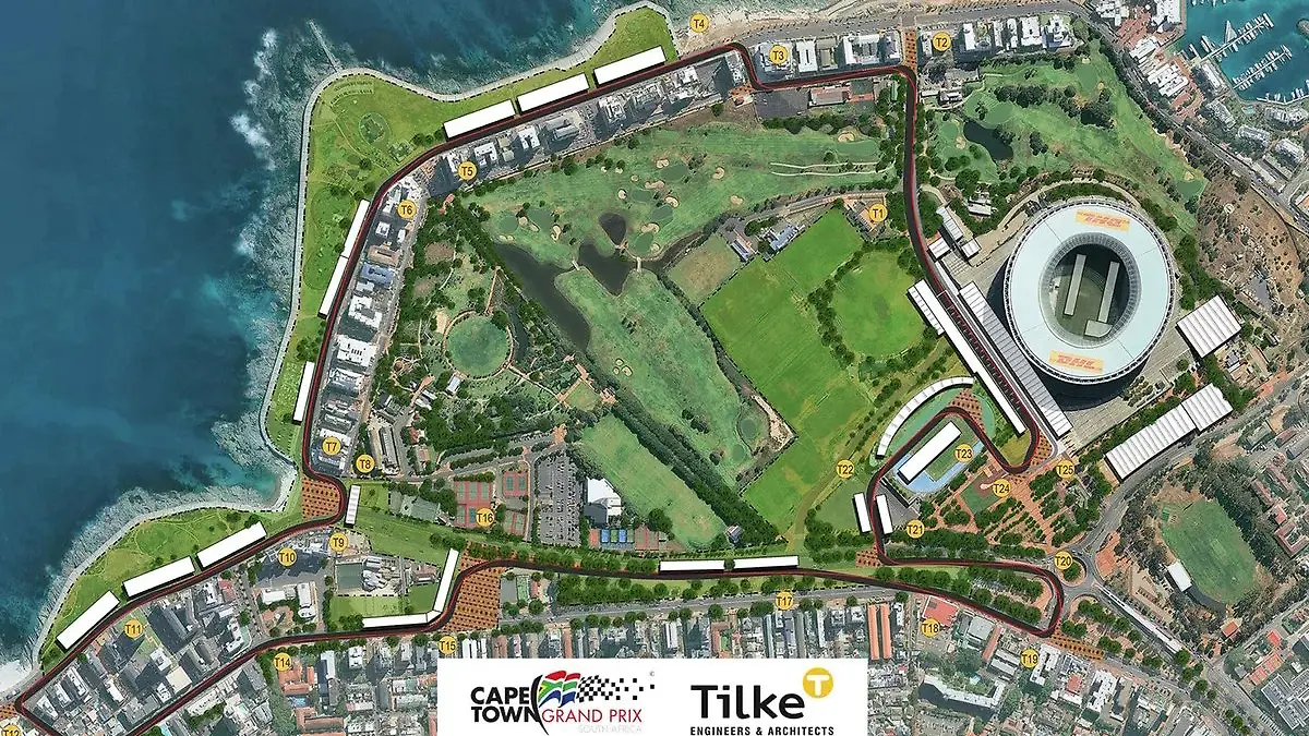 El Gran Premio la Ciudad del Cabo para la próxima temporada de la Fórmula 1. . Foto: @AuRupteur