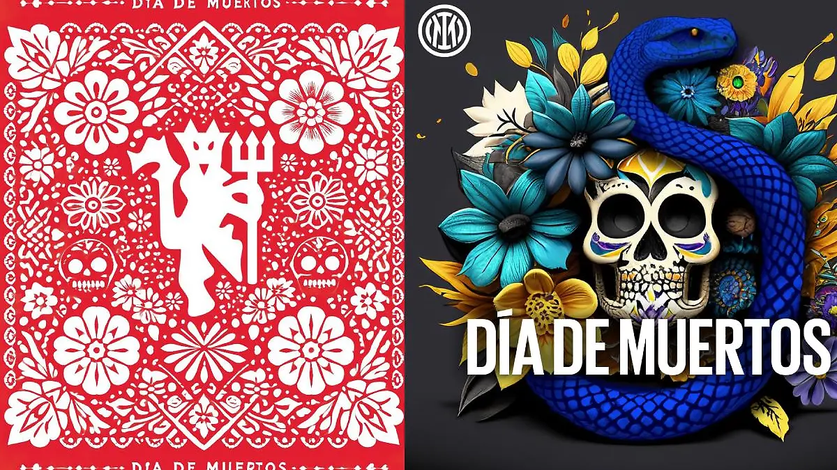 Los equipos del mundo se unieron a la tradición del Día de Muertos. FOTO: Tw Manchester e Inter