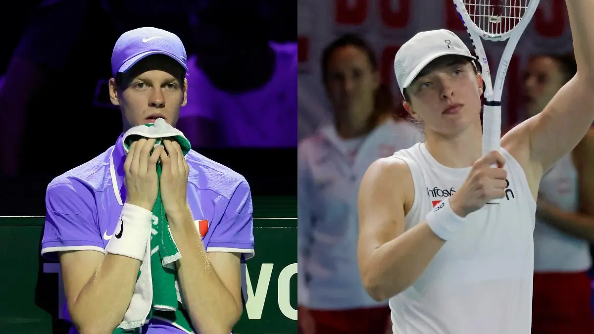 Jannik Sinner e Iga Swiatek dieron positivo a una prueba de dopaje. FOTOS: AFP