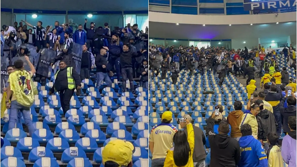 Al final del América vs Monterrey se desató la violencia. FOTOS: EDUARDO PIGEÓN