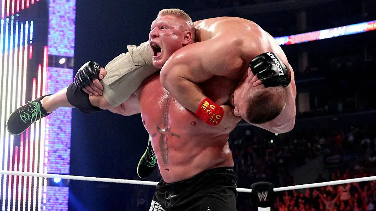 Brock Lesnar apaleó a John Cena en SummerSlam 2014 / Foto: Cortesía WWE