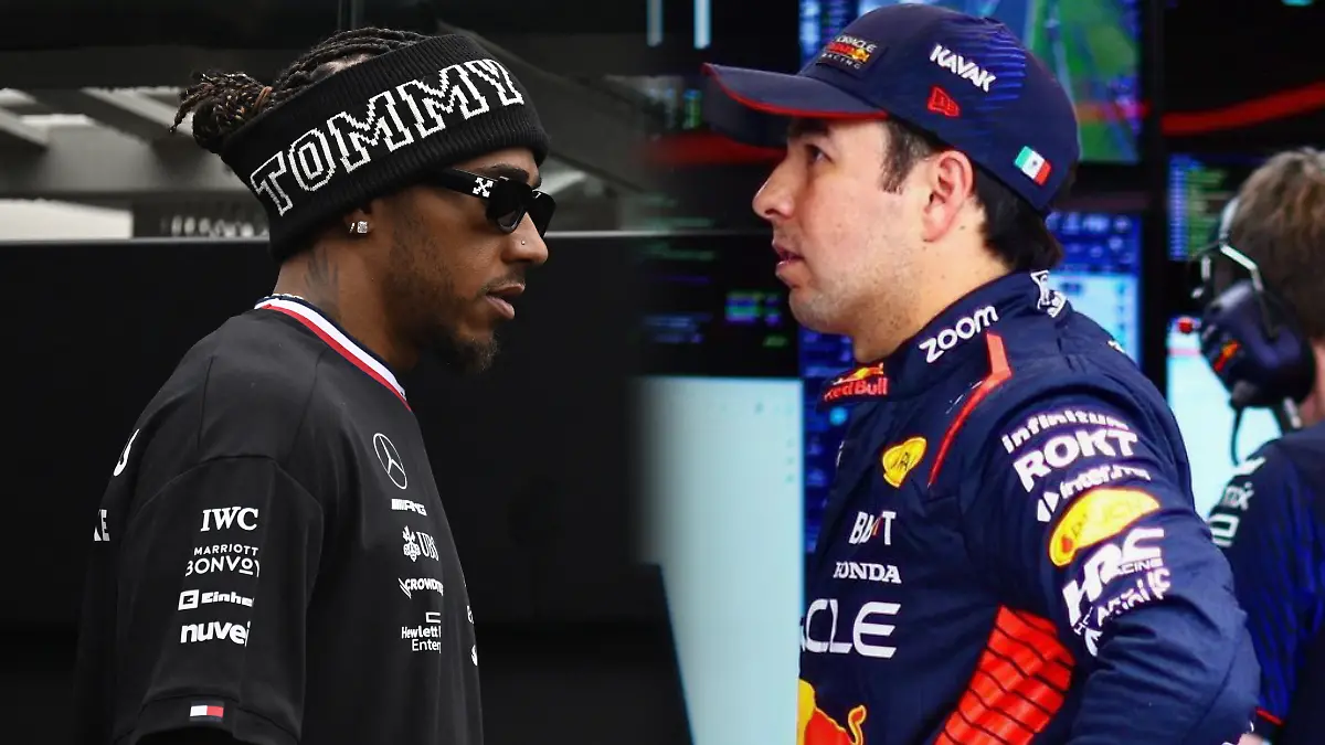 Lewis Hamilton busca el lugar que actualmente tiene Checo en la carrera / Foto: AFP y @SChecoPerez