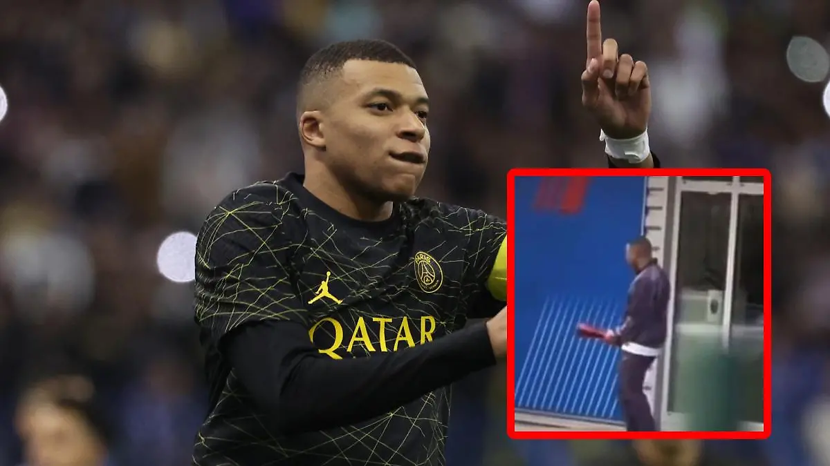Mbappé imitó al Dibu Martínez y su polémico festejo de Qatar 2022. | Foto: AFP