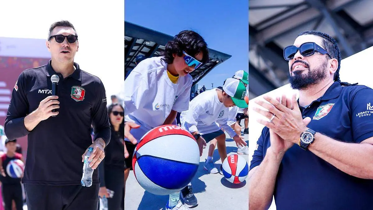 Eduardo Nájera y Horacio Llamas enseñan su técnica en basquetbol durante la clínica del IMSSA