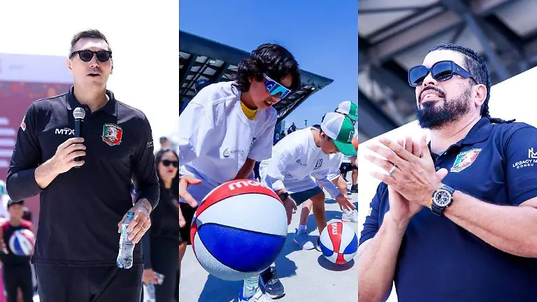 Eduardo Nájera y Horacio Llamas enseñan su técnica en basquetbol durante la clínica del IMSSA