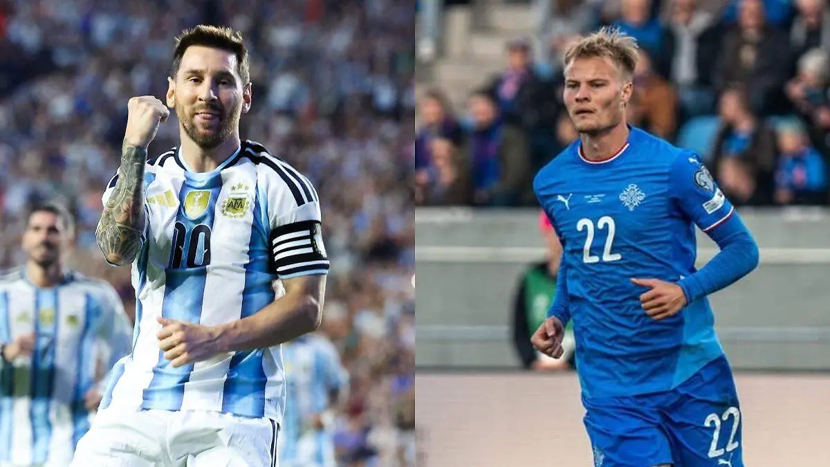 Lionel Messi se encuentra con el hijo de Eiður Guðjohnsen en el Argentina vs Islandia