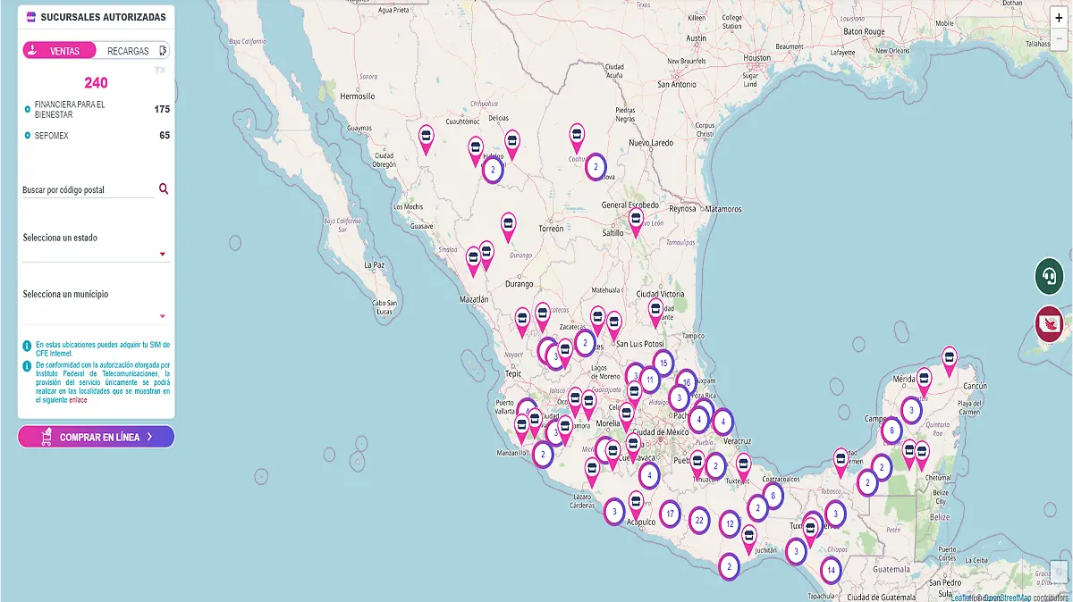 Mapa CFE