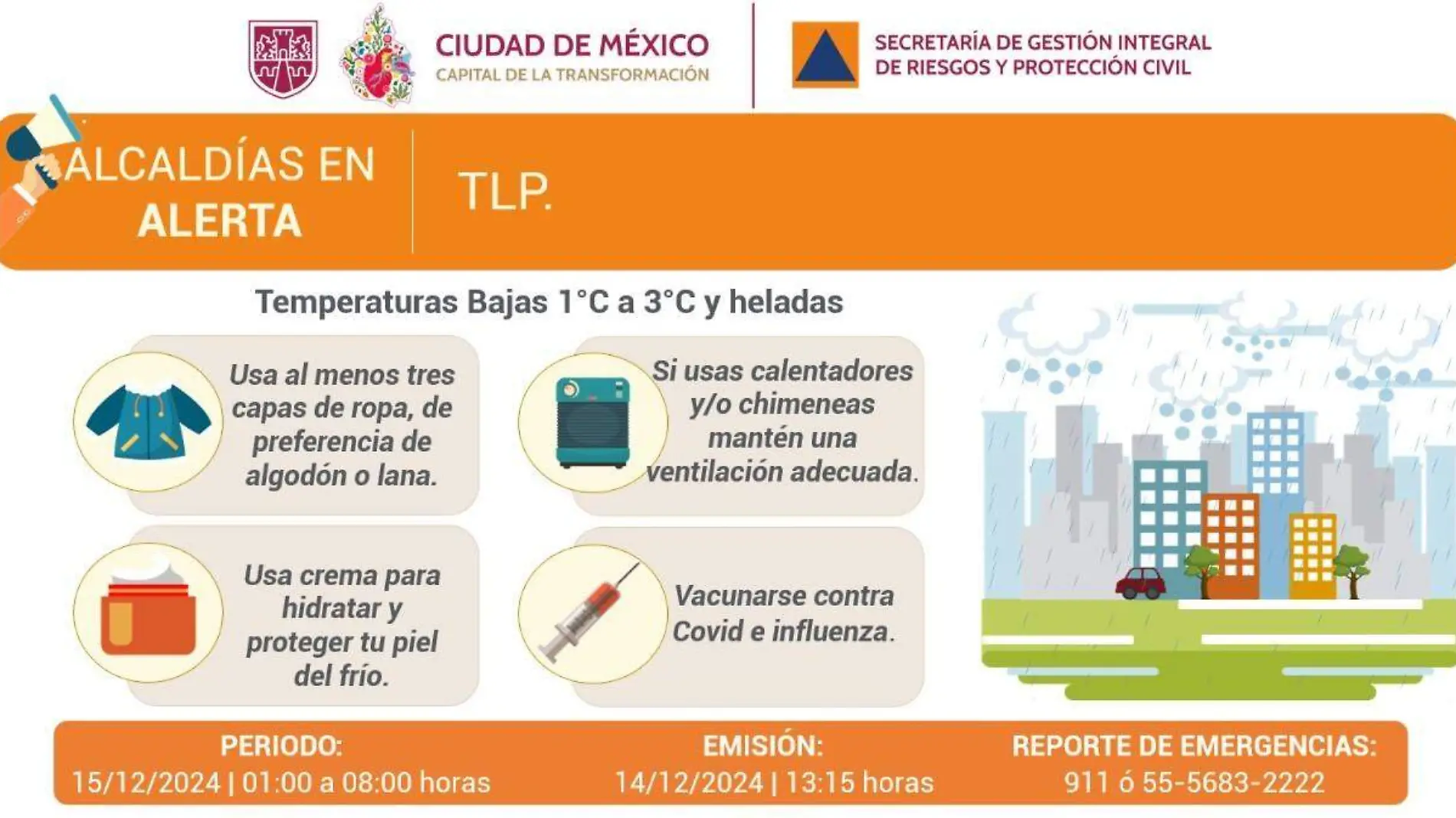 Alerta amarilla para 15 de diciembre