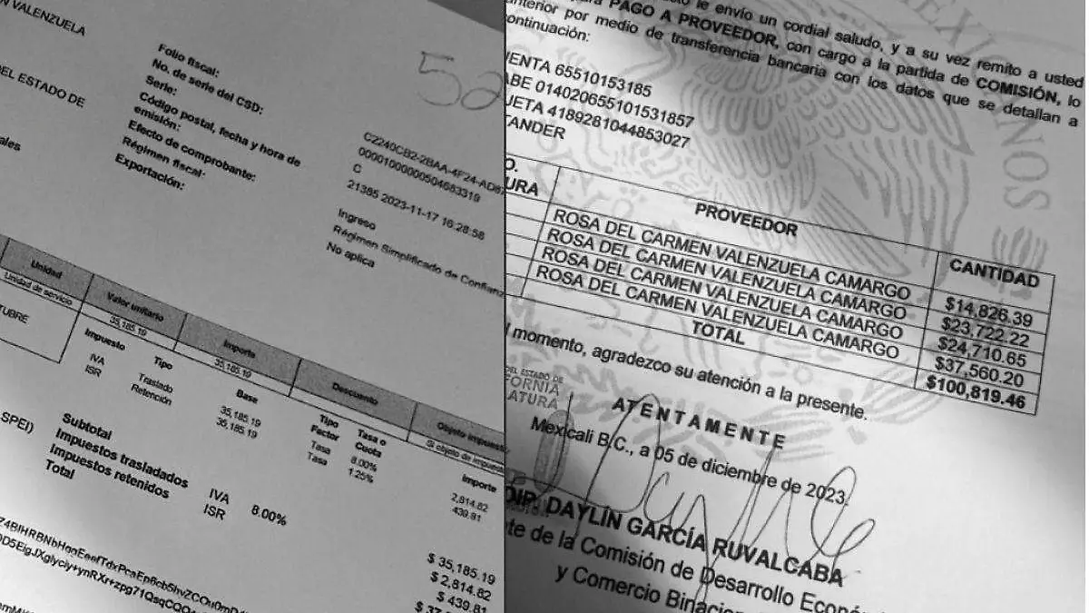 Factura a nombre de Rosa del Carmen Valenzuela Camargo