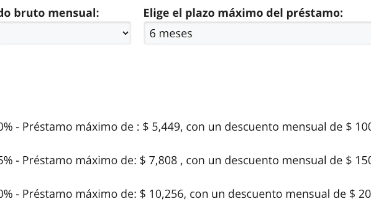 Simulador de crédito Fonacot