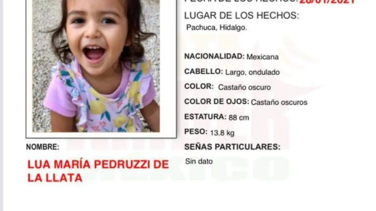 Activan Alerta Amber por búsqueda de Lua María Pedruzzi