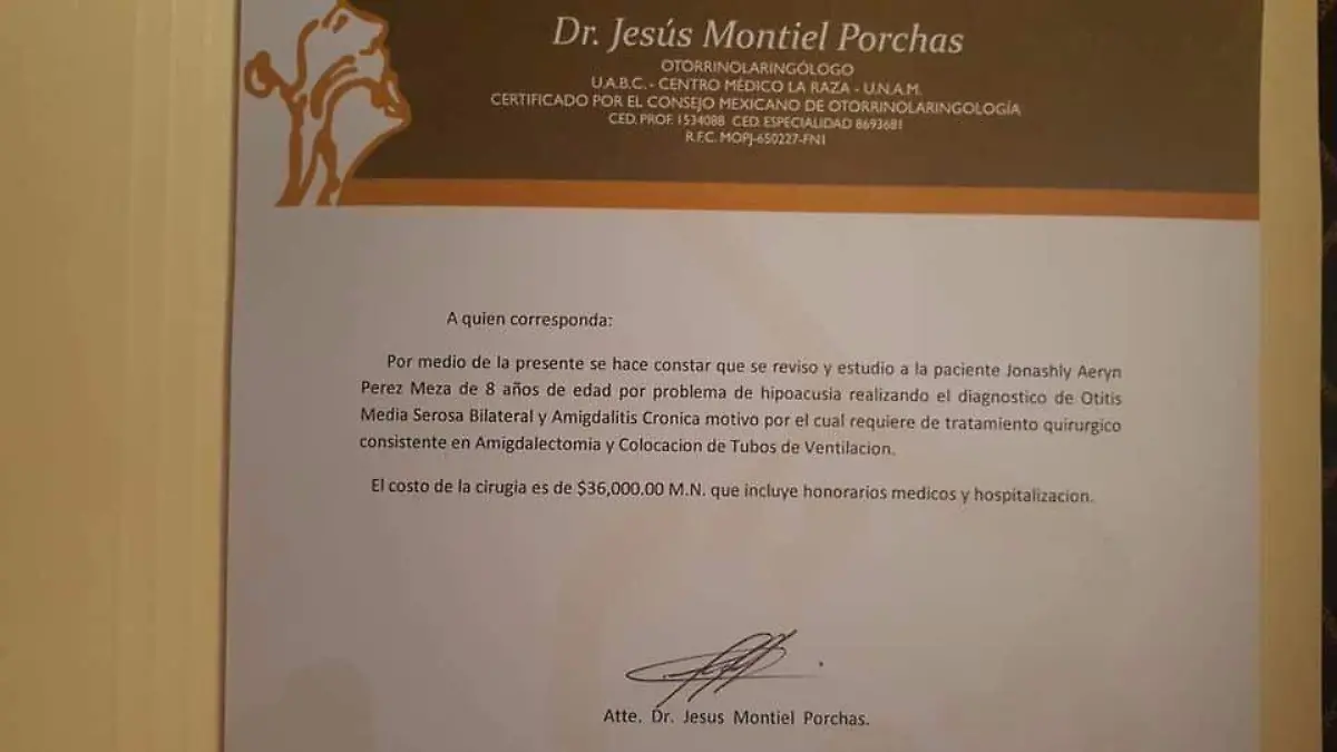 Se solicita de su ayuda para Aeryn Pérez Meza