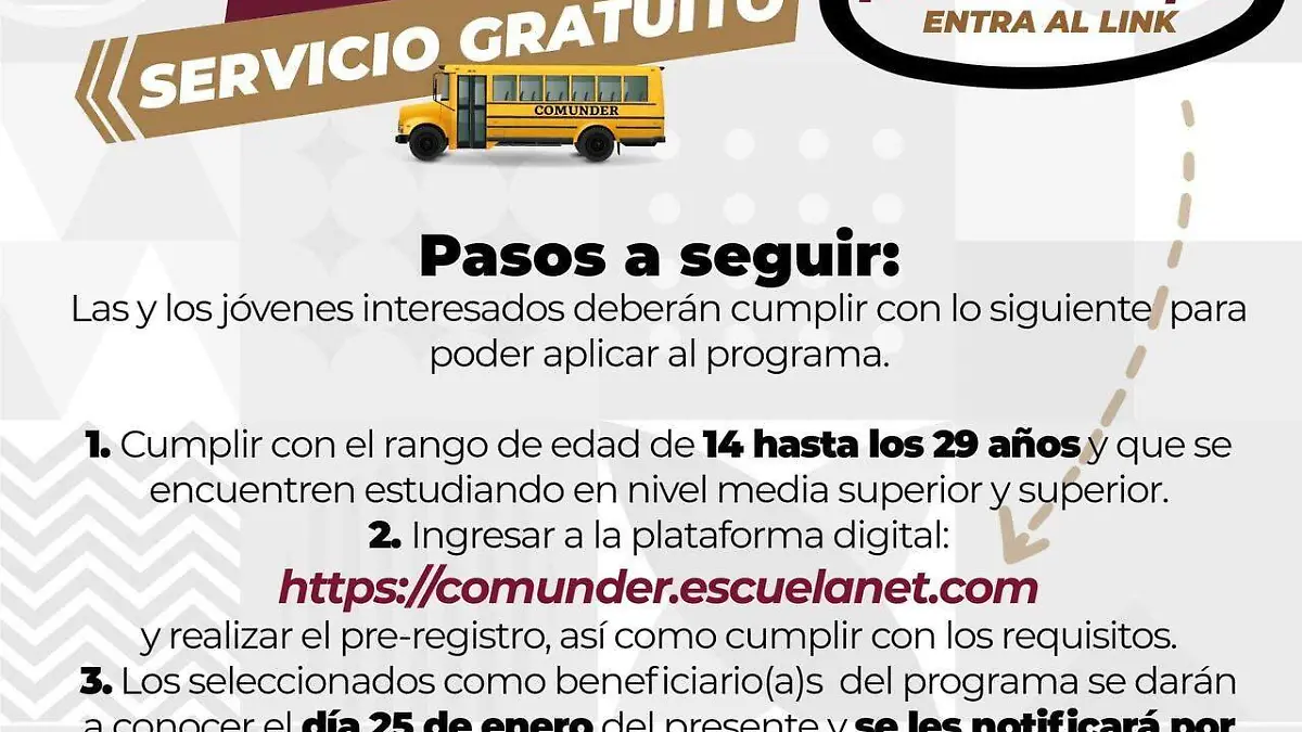 "Comunder" servicio de transporte gratis para jóvenes estudiantes de BC