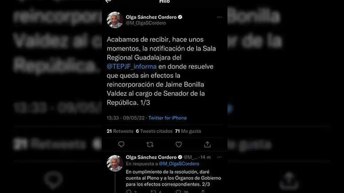 Senado retirará escaño a Bonilla