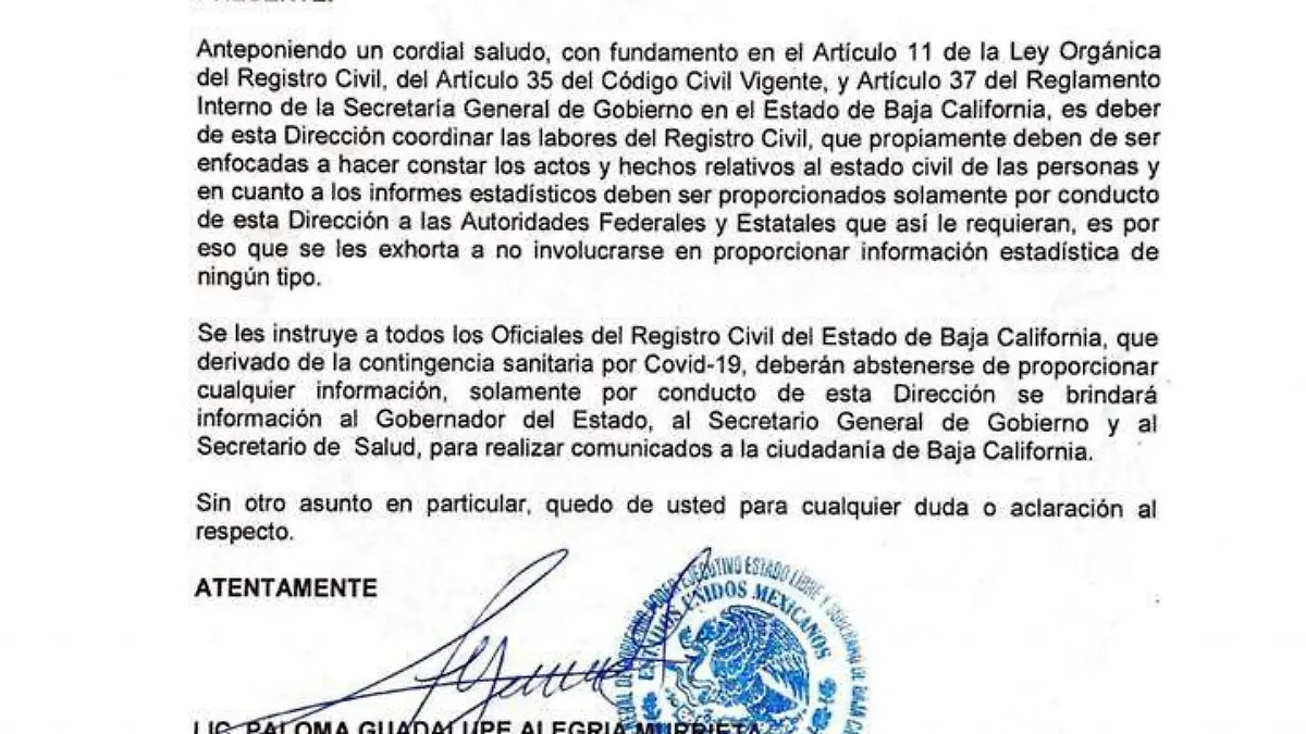Oficio Baja California