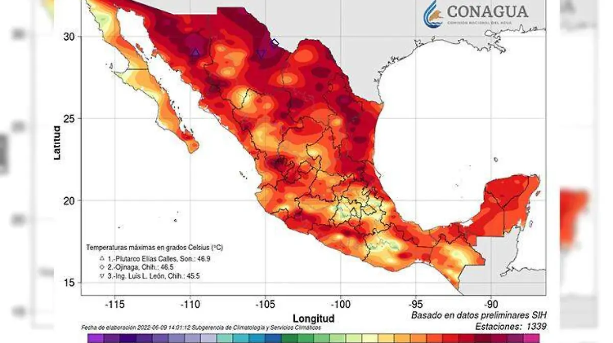 CALOR EXTREMO JUNIO MAPA CONAGUA