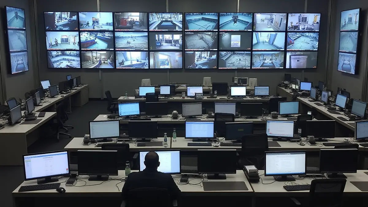 the_image_shows_a_security_command_center_with_numerous_computer_monitors_displaying_various_screen_m2b3pr9jajplc1co4hg8_0