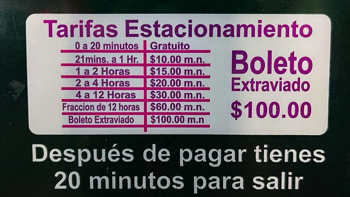 tarifas estaciinamiento