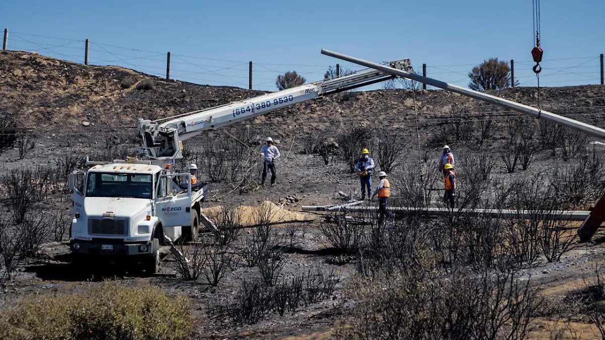 Incendio forestal de Tecate consume 10 postes de CFE