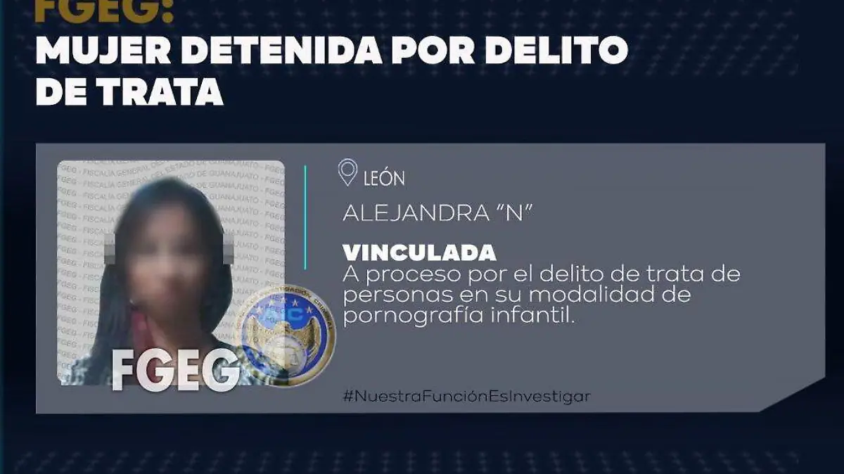 CORTESÍA FGEG - DETENIDA TRATA