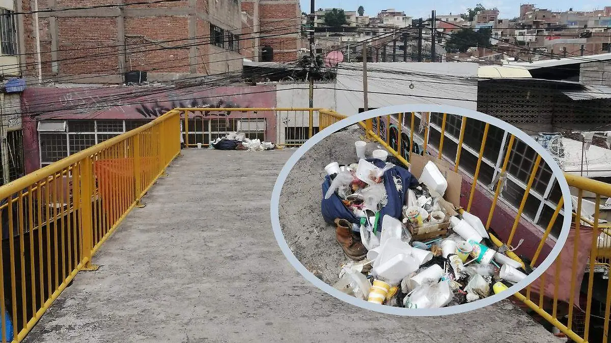 Puente peatonal basurero