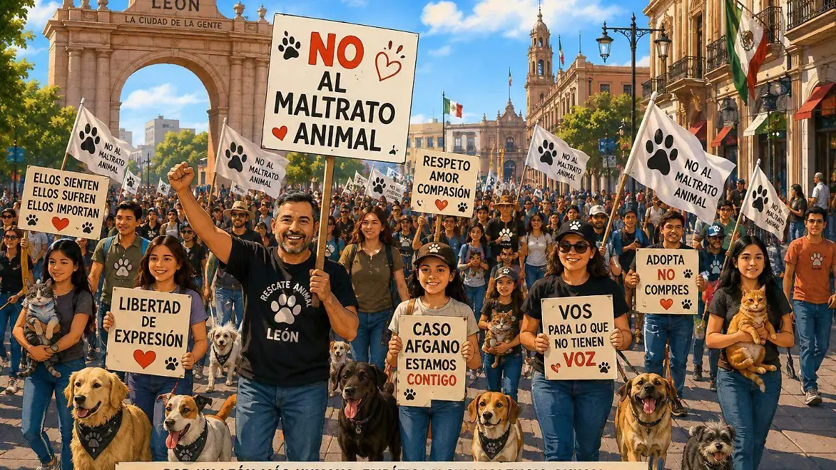 CORTESIA marco- pie de foto Marcha contra el maltrato animal en Leon Guanajuato proteccionistas de animales