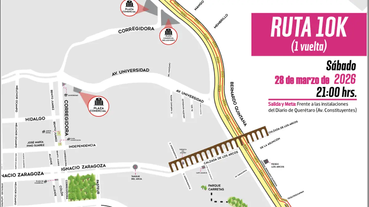 Mapa ruta 10km Diario de Querétaro 2026